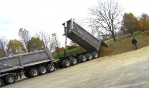 Truckloads of sand arrived this week for the park pavilion