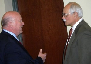 PARC group organizer Don Soenen and Plymouth Township Supervisor Richard Reaume-negotiate in Dec. 2013 