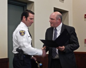 Former Police Lt. Cal Lauria with Supervisor Shannon Price, 2015