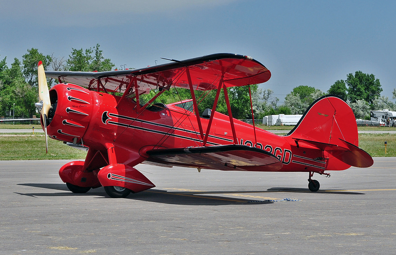 Open cockpit WACO YMF C biplane