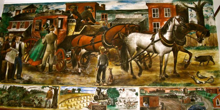 Plymouth Post Office Mural  e